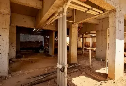 Execução das redes de esgoto e AP Garagem 2