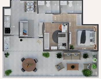 Apartamento 2 quartos com Suíte, Sala, Cozinha, Varanda Gourmet e Área Externa